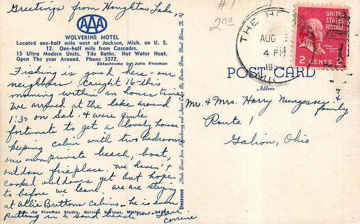 Wolverine Motel - Old Postcard Photo (newer photo)